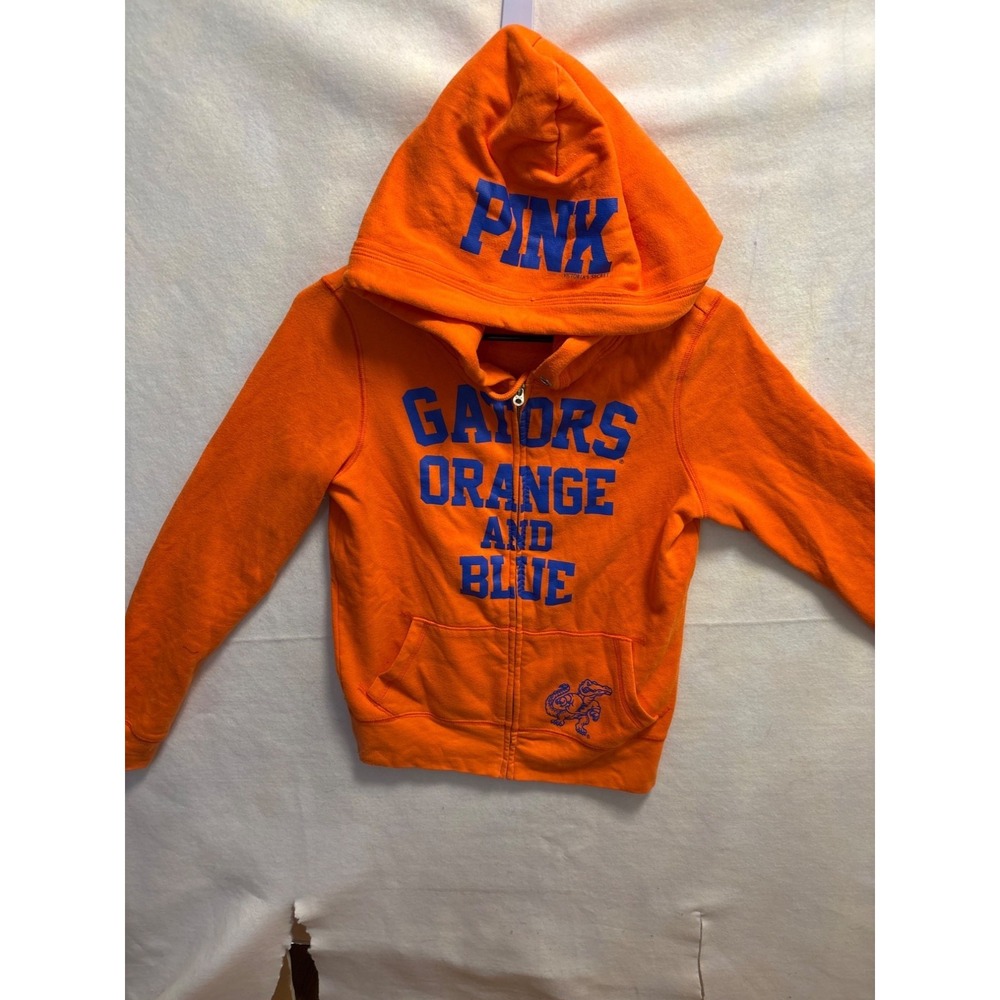 Pink Victorias Secret Youth Gators Orange & Blue Full Zip Hoodie Sweatshirt SZ S